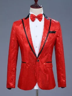 Costume de performance rétro à manches longues en polyester pour hommes