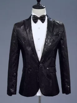 Costume de performance rétro à manches longues en polyester pour hommes