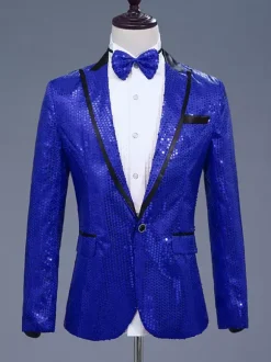 Costume de performance rétro à manches longues en polyester pour hommes
