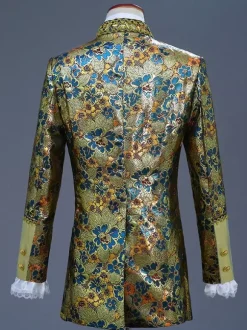 Costume de prince victorien pour homme costume de broderie de luxe costume de carnaval rouge vintage à manches longues à fleurs costumes rétro pour homme