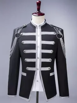 Costume de scène à paillettes pour hommes pardessus à manches longues Costumes rétro Black Palace Performing Arts