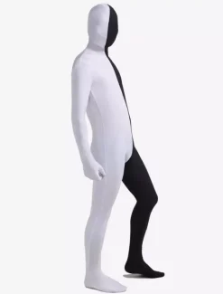 Costume de Zentai Noir Bicolore En Lycra Spandex Déguisements Halloween