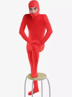 Costume de zentai rouge unicolore de face ouverte Déguisements Halloween