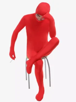 Costume de zentai rouge unicolore de face ouverte Déguisements Halloween