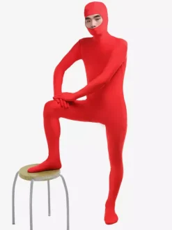 Costume de zentai rouge unicolore de face ouverte Déguisements Halloween