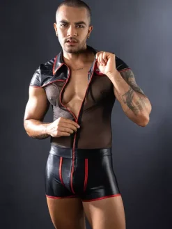Costume d'infirmière sexy pour homme combinaison de lingerie sexy en polyester et maille pour jeu de rôle