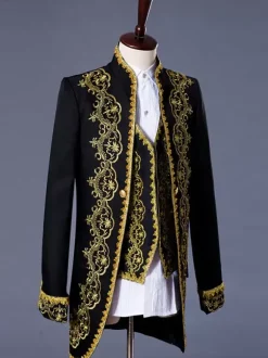 Costume Homme Vintage Style Aristocrate Blazer Veste Avec Gilet Et Pantalon 3 Pièces Costumes Déguisements Halloween