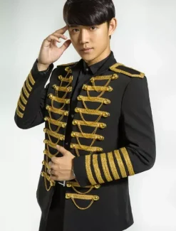 Costume rétro noir pardessus Rococo Punk Cour tissu uniforme Costume hommes