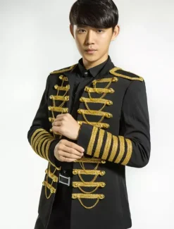Costume rétro noir pardessus Rococo Punk Cour tissu uniforme Costume hommes