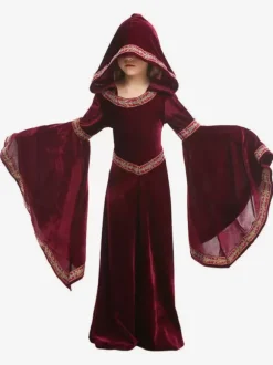 Costumes Bordeaux Vampire Velours Enfant Cosplay Vêtement Déguisement Carnaval