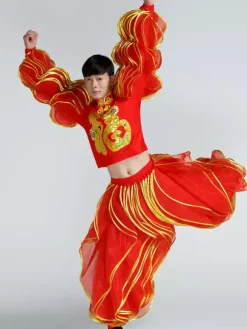 Costumes Chinois Homme traditionnels Nice Carnaval Danse du Dragon Lanterne Rouge Déguisements Halloween