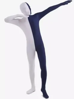 Costumes complets du corps Dark Navy Lycra Spandex Deux tons Déguisements Halloween Zentai Costumes