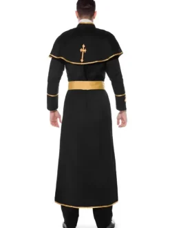 Costumes d'Déguisements Halloween Prêtre Noir Vêtements Pour Hommes Cape Cape Estampage à chaud Costumes