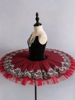 Costumes de danse de Ballet rouge robe de ballerine à volants en dentelle et Polyester pour adultes et enfants vêtements de danse