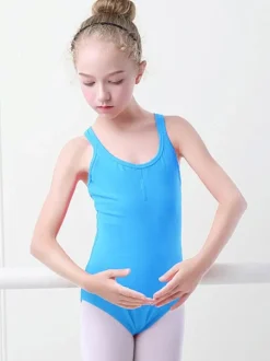 Costumes de danse de ballet bleu ciel clair ballerine pour enfants plissé à bretelle combinaison ensemble vêtements de performance