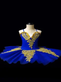Costumes de danse de Ballet fille enfant ballerine strass dentelle Polyester ensemble