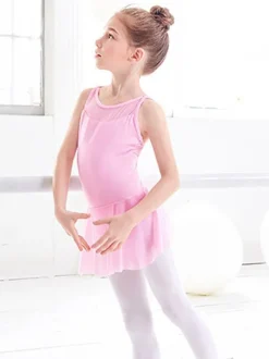 Costumes de danse de ballet bleu ciel clair ballerine enfants plissée entrecroisée 艙uvre d'art dos nu robe tunique vêtements de danse costume de danse fille