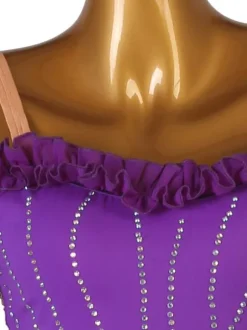 Costumes de danse de salon violet femmes Sexy polyester strass robe danseuse robe de danse