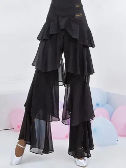 Costumes de danse de salon Bas en polyester noir Pantalon évasé Robe de danse