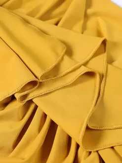 Costumes de danse de salon jaune pour femmes robe Sexy en dentelle transparente col en v en Polyester à volants vêtements de danse superposés