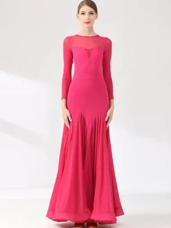 Costumes de danse de salon robe transparente élégante à col en bijoux pour femmes noires robe de danse superposée vêtements de danse de valse salsa vêtements de danse de tango flamenco