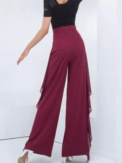 Costumes de danse de salon Ture pantalon de polyester rouge robe de danse