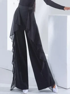 Costumes de danse de salon Ture pantalon de polyester rouge robe de danse