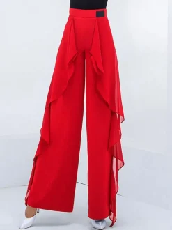 Costumes de danse de salon Ture pantalon de polyester rouge robe de danse