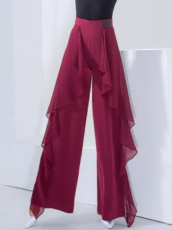 Costumes de danse de salon Ture pantalon de polyester rouge robe de danse