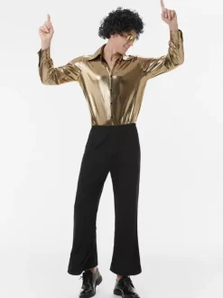 Costumes de danse hip-hop hippie des années 70 haut doré pantalon costume de danse de rue