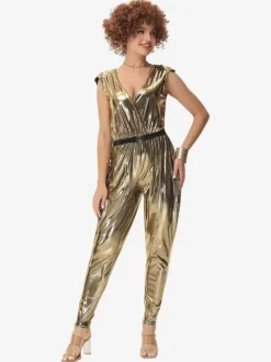 Costumes de danse hip-hop disco hippie des années 70 combinaison dorée costume de danse de rue