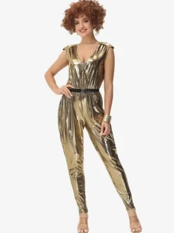 Costumes de danse hip-hop disco hippie des années 70 combinaison dorée costume de danse de rue