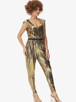 Costumes de danse hip-hop disco hippie des années 70 combinaison dorée costume de danse de rue