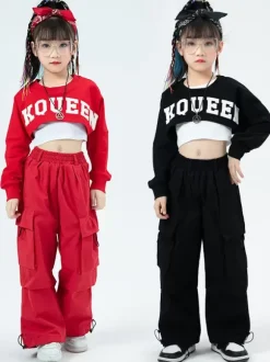Costumes de danse Jazz fille haut pantalon en Polyester vêtements de danse