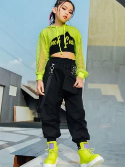 Costumes de danse jazz pour enfants Hip Hop haut pantalon gilet ensemble 3 pièces vêtements de danse