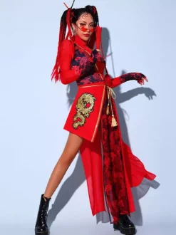 Costumes de danse jazz pour femmes tablier en polyester combinaison ceinture ensemble 3 pièces vêtements de danse