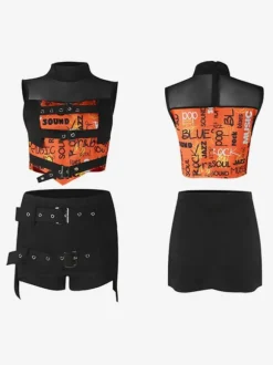 Costumes De Danse Jazz Top Short En Polyester Pour Femmes Ensemble De Danse