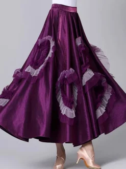 Costumes De Danse Jupe Salon Violet Femmes Volants Jupe Longue Vêtements De Danse
