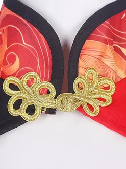 Costumes de danse rouge pour femmes ensemble de vêtements de danse de style chinois à col haut de jazz