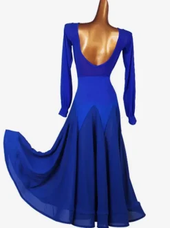 Costumes de robe de danse de salon Robe en lycra spandex pour femmes bleu royal