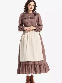 Costumes de tablier de robe rétro à imprimé floral vintage