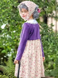 Costumes de vieille dame pour filles Ensemble de costumes de carnaval d'Halloween violet