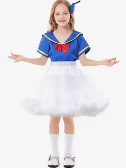 Costumes d'Halloween pour enfants Bleu Halloween Fibre de polyester Ensemble de polyester Jupe pour enfants
