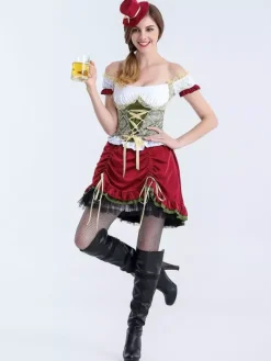 Costumes d'Halloween pour femmes haut élégant jupe en polyester imprimé floral costumes de vacances