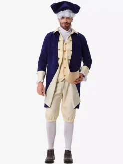 Costumes Ensemble haut et pantalon rétro bleu foncé Costumes de vacances