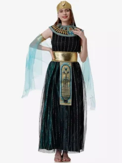 Costumes Grecs Robe Noire Rétro Ensemble Déguisement Vintage