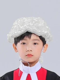 Costumes pour enfants avocat Cosplay vêtements noirs perruque blanche ensemble 2 pièces Costume d'halloween pour enfants
