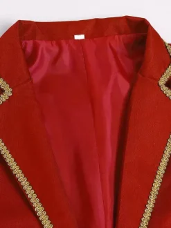 Costumes rétro à manches longues en polyester rétro rouge vintage pour homme Bourgogne