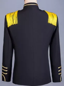 Costumes rétro à manches longues en polyester élégant haut vintage noir pour homme