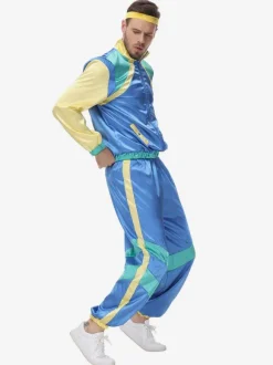 Costumes Rétro Bleus Polyester Hommes Ensemble 1970s